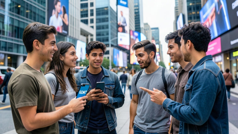 Jovens usando redes sociais com gírias em inglês populares no feed