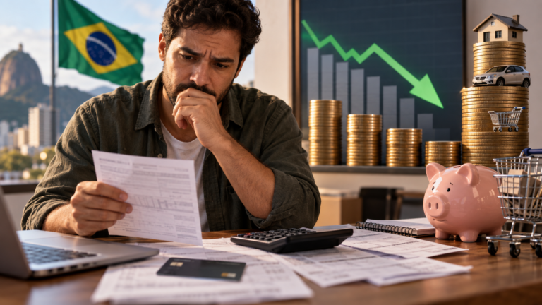 Taxa Selic em queda contrastando com cartão de crédito e contrato ainda caro