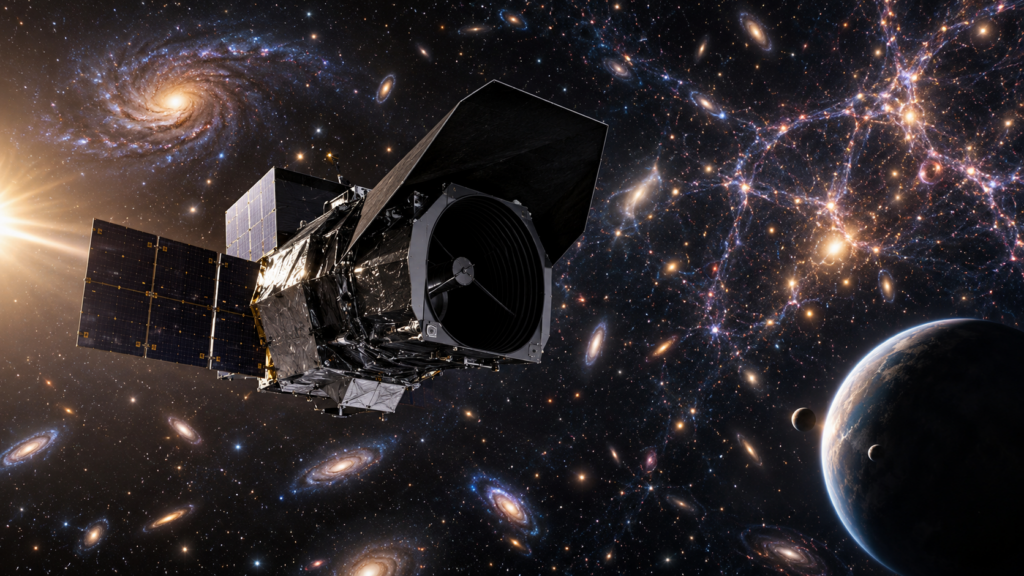 Telescópio espacial da NASA observando o céu profundo para estudar a aceleração do Universo
