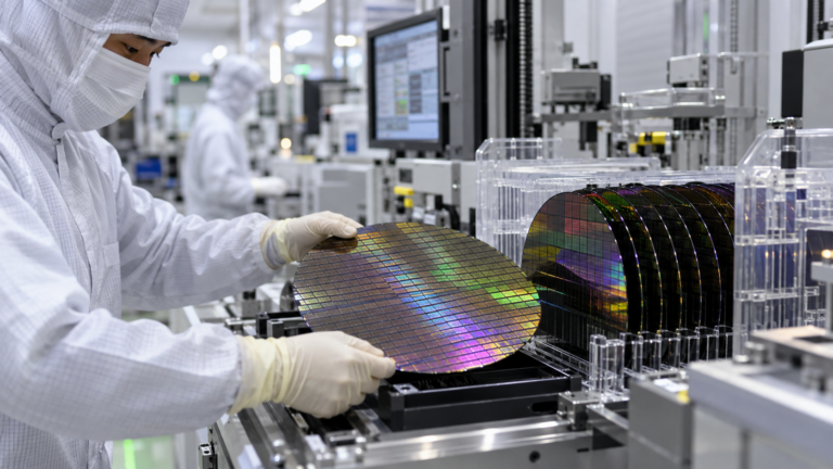 Chips de memória de alto desempenho em linha industrial de semicondutores