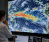 Mapa meteorológico da América do Sul com nuvens e oceano Pacífico em destaque